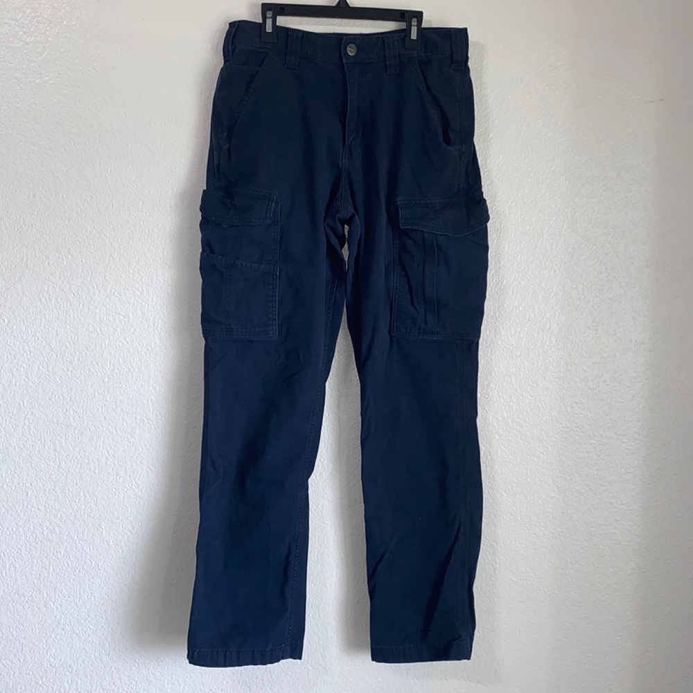 Navy Blue Carhart Rugged Flex-Relaxed Fit- Canvas Cargo Work Pant